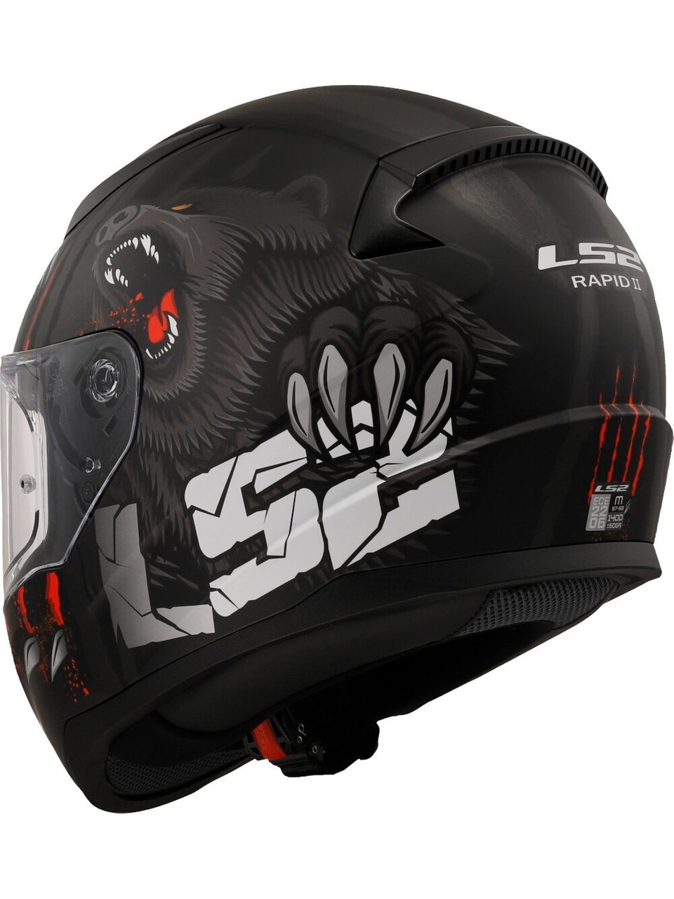 LS2 RAPID 2 CLAWN MAT SİYAH-GRİ-KIRMIZI KASK